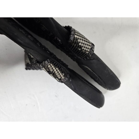 Stuart Weitzman Gunmetal Black Leather Crystal Sandals - Picture 6 of 9